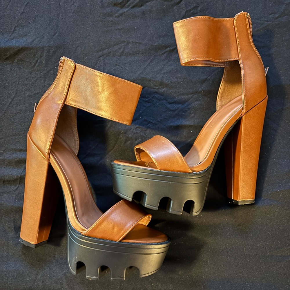 Elegant Tan Platform Heels